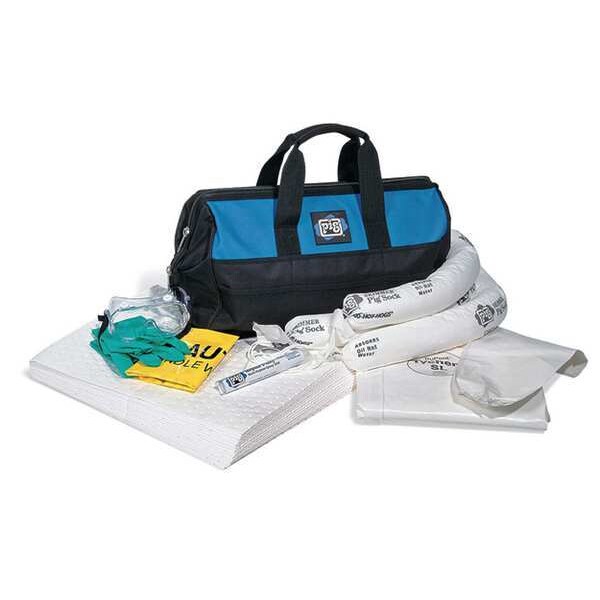 Pig Spill Kit, 7 gal Volume Absorbed per Kit, Bag, Black/Blue, 28 - KIT483