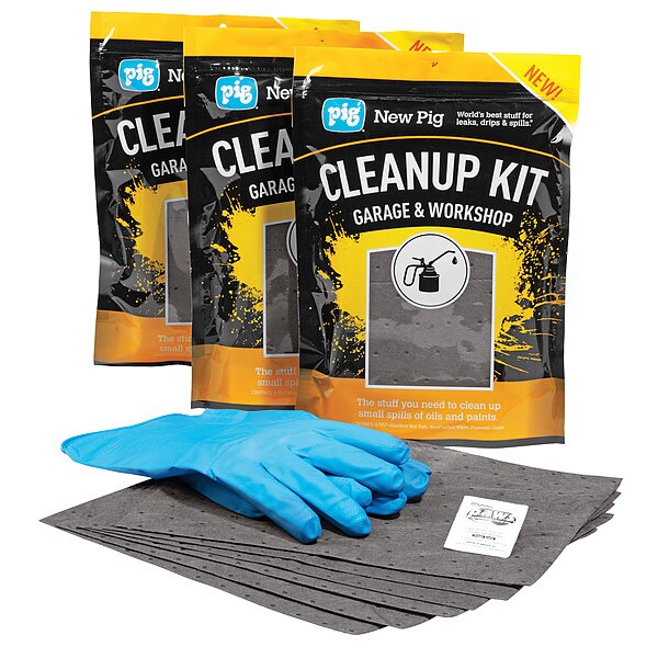 Pig Spill Kit/Station, 110 oz Volume Absorbed per Kit, 0.05 cu ft Capacity, Bag, Yellow, 1 - KIT5011