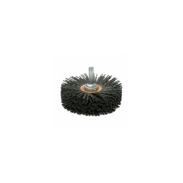 Nylox Wheel Brush, Conflex, 3 in Brush Dia, 1 in Face W, Crimped Filament/Wire Type, 0.055 in Filament/Wir - 86172