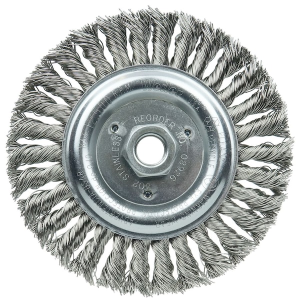 Weiler Roughneck Jr. 6" Cleaning Brush, .023" Wire Fill, 5/8"-11 UNC - 8926