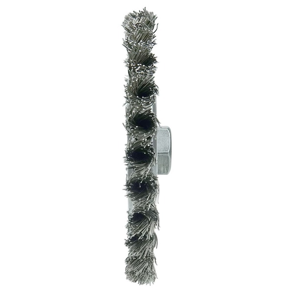 Weiler Roughneck Jr. 6" Cleaning Brush, .023" Wire Fill, 5/8"-11 UNC - 8926
