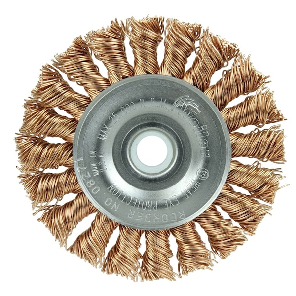 Weiler 3" Standard Twist Knot Wire Wheel, .020" Bronze Fill, 1/2"-3/8" - 8271