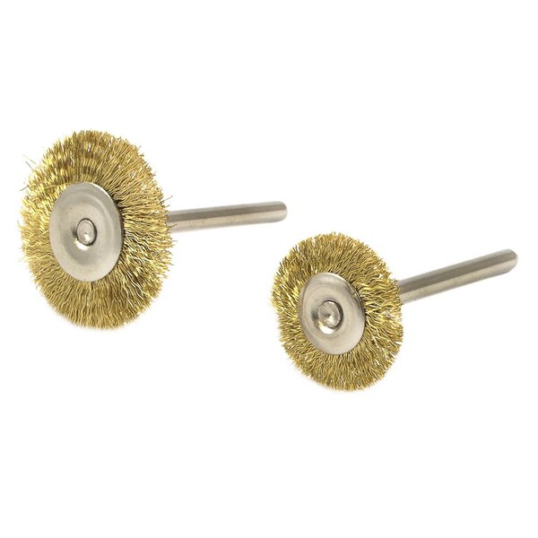 Forney Brush Set, Brass, 1 in and 3/4 in with 3/32 in Shaft 2-Piece - 60213