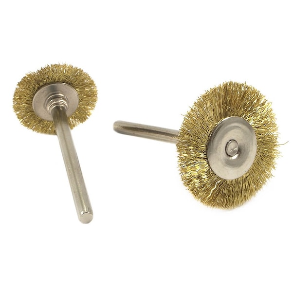 Forney Brush Set, Brass, 1 in and 3/4 in with 3/32 in Shaft 2-Piece - 60213