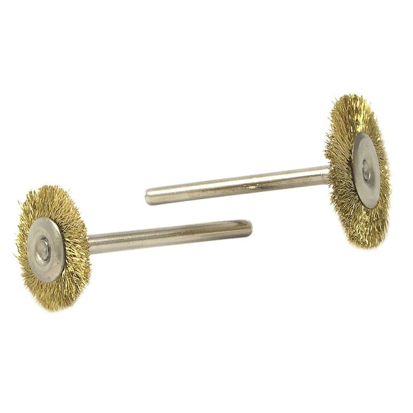 Forney Brush Set, Brass, 1 in and 3/4 in with 3/32 in Shaft 2-Piece - 60213