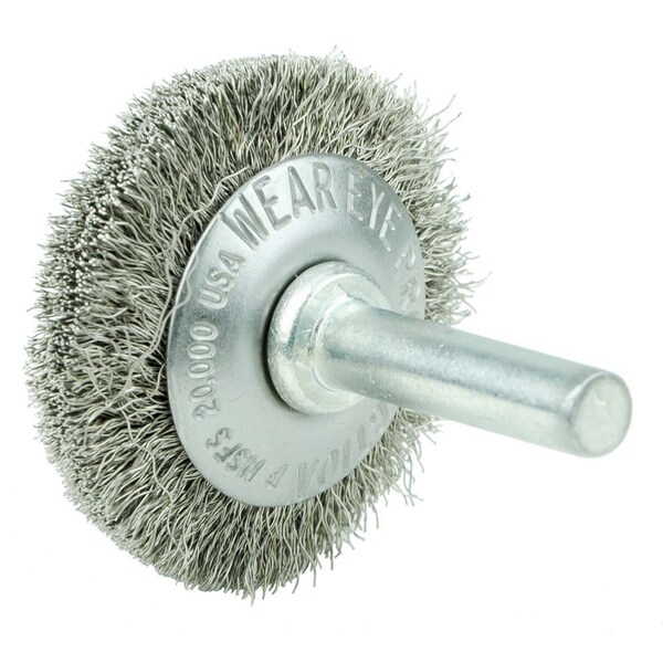 Weiler 1-1/2" Wire Wheel, .006" Stainless Steel Fill, 1/4" Stem - 17930