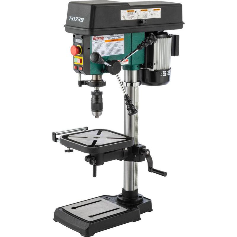 Prensa de taladro de banco de velocidad variable de 12 pulgadas de capacidad de 5/8 pulgadas y láser - T31739