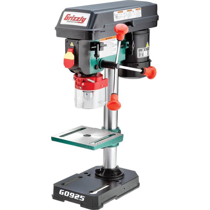 Prensa de taladro de banco de 5 velocidades de 8 pulgadas de Grizzly Industrial con capacidad de portabrocas de 1/2 pulgada - G0925