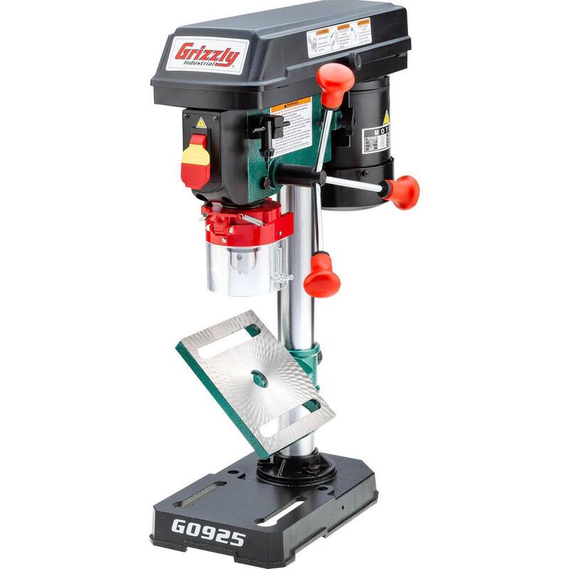 Prensa de taladro de banco de 5 velocidades de 8 pulgadas de Grizzly Industrial con capacidad de portabrocas de 1/2 pulgada - G0925