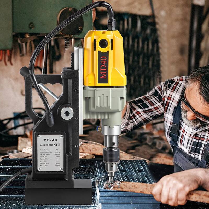 VEVOR Taladro Magnético, 1100 W, 1.57 pulgadas de diámetro de perforación, 2697lbf/12000N Taladro Magnético Eléctrico Portátil con 7 Brocas - JBLJC6PCS110VSLJ1V1
