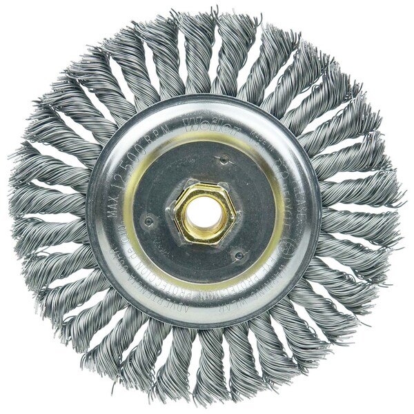 Weiler Dually 6" Cleaning Brush, .023" Steel Wire Fill, 5/8"-11 UNC Double-Hex - 79804