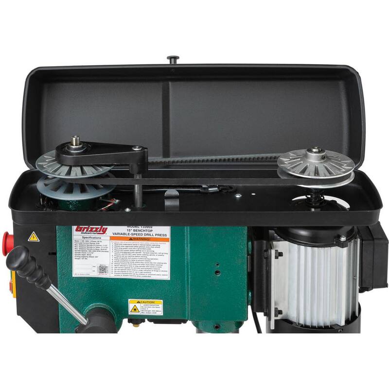 Prensa de taladro de banco de velocidad variable de 15 pulgadas con capacidad de portabrocas de 5/8 pulgadas - T33959