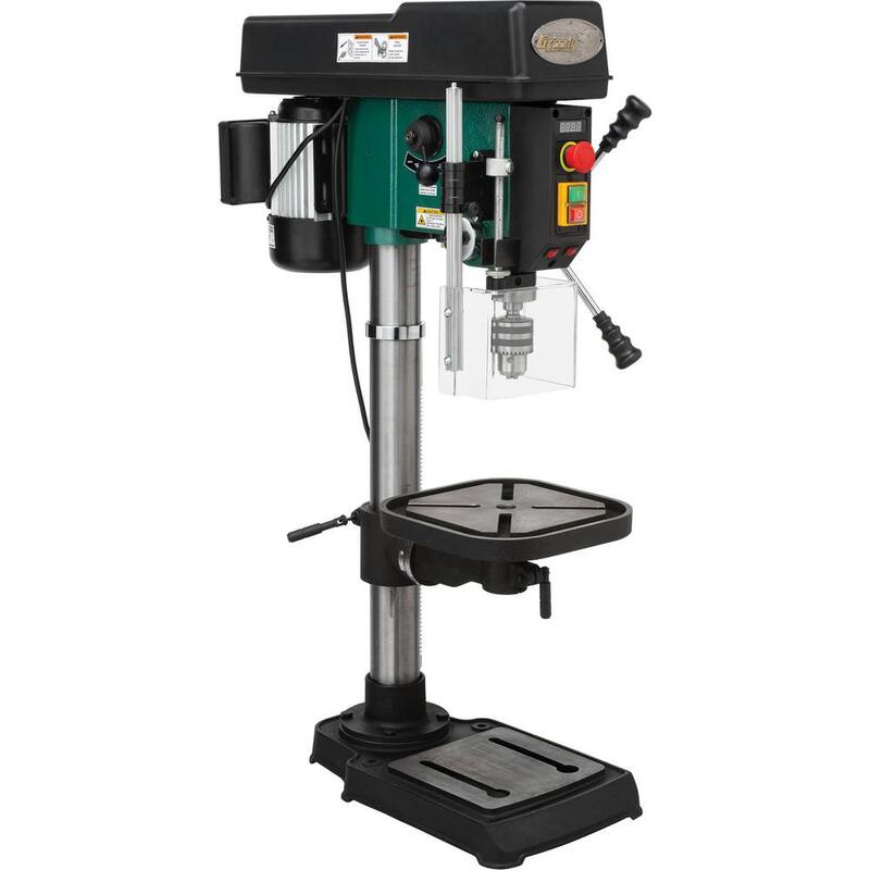 Prensa de taladro de banco de velocidad variable de 15 pulgadas con capacidad de portabrocas de 5/8 pulgadas - T33959