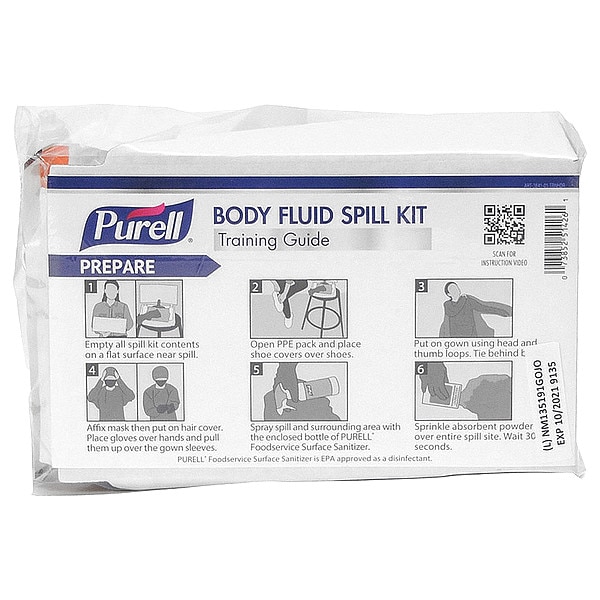 Purell Spill Kit Refill, 1 L Volume Absorbed per Kit, 8 oz Capacity, Bag, Clear, 11 - 3841-02-RFL