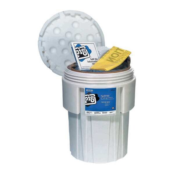 Pig Spill Kit, 39 gal Volume Absorbed per Kit, 65 gal Capacity, Drum, White, 136 - KIT243