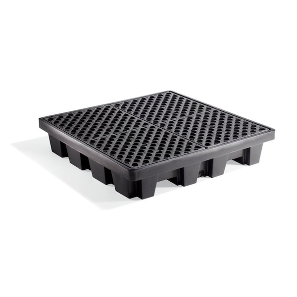 Pig PIG 4-Drum Poly Spill Containment Pallet With Drain 51" L x 51" W x 10" H - PAK210-WD