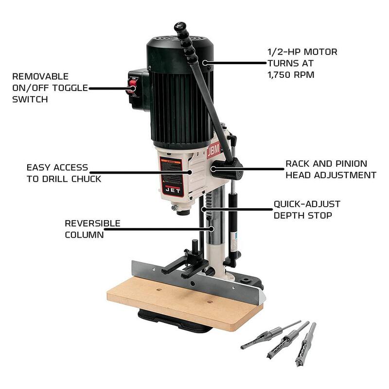 Máquina para mortajar de banco Jet de 1/2 HP, capacidad de 1/2 pulgada, 115 voltios JBM-5 - 708580