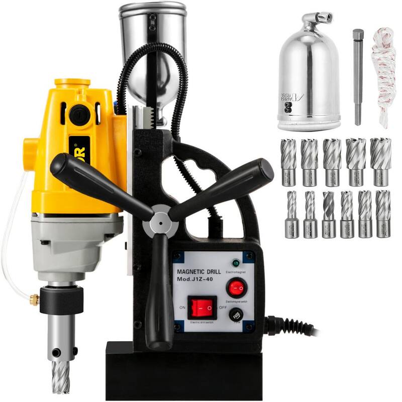 VEVOR MD40 1-1/2 pulg. Taladro magnético eléctrico Máquina de perforación con prensa con juego de 11 piezas de cortadores HSS Juego de cortadores anulares precisos - MD40CLZJZT11JT001V1