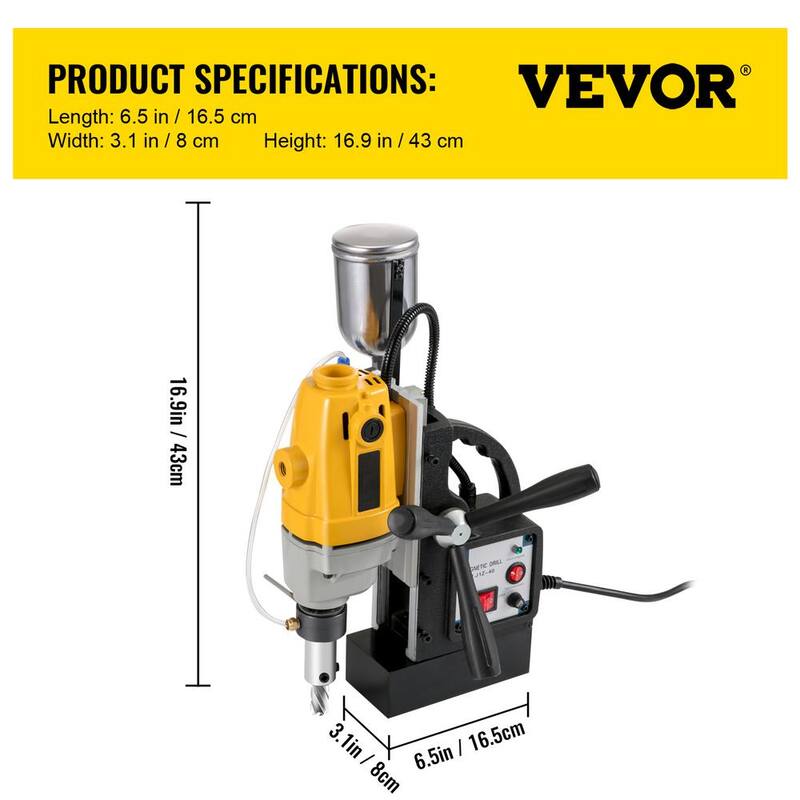 VEVOR MD40 1-1/2 pulg. Taladro magnético eléctrico Máquina de perforación con prensa con juego de 11 piezas de cortadores HSS Juego de cortadores anulares precisos - MD40CLZJZT11JT001V1