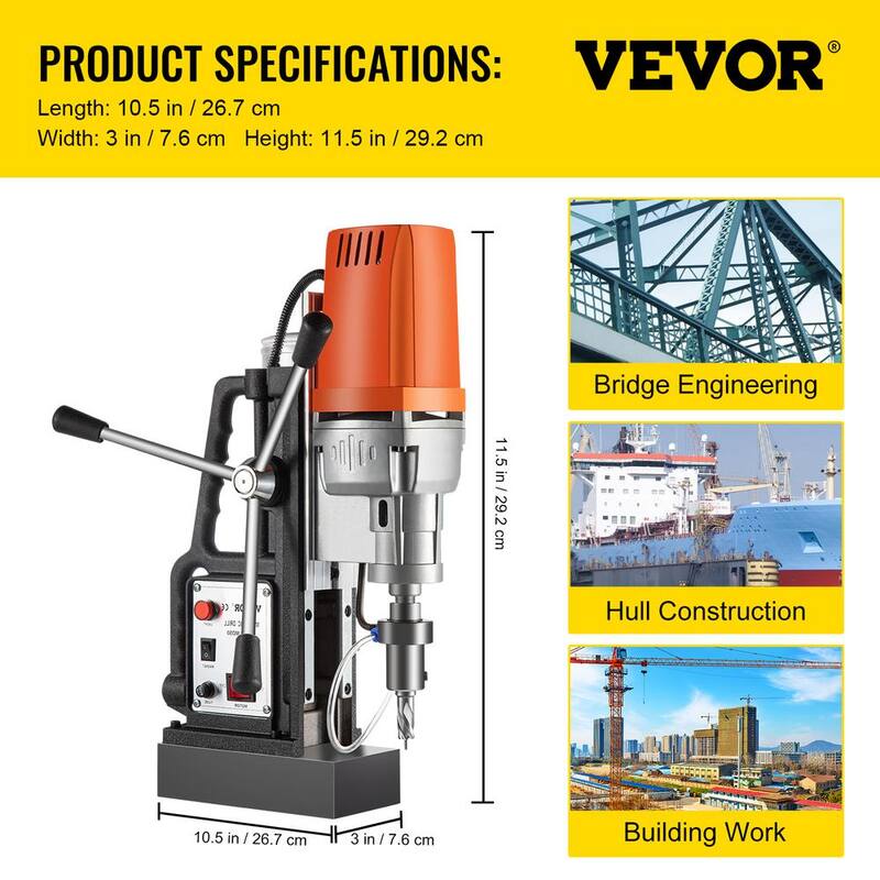 Prensa Magnética para Taladro MD50 de 1680 watts 300 RPM de Velocidad de Husillo Sistema de Taladrado Magnético Eléctrico con Diámetro de Taladrado de 2 pulgadas - CLZMD500000000001V1