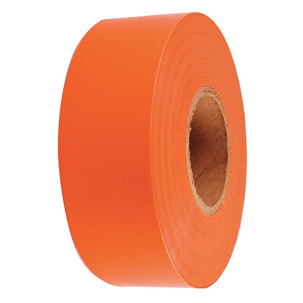 Zoro Select Flagging Tape, Orange, Polyethylene, 1 3/16 in Roll Width, 300 ft Long, 2 mil Thick, UV Resistant - 1EC25