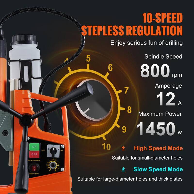 VEVOR Taladro Magnético, 1450 Watts, 2 pulgadas de diámetro de perforación, 12800 N, taladro magnético eléctrico portátil con prensa de taladro de 800 RPM - CLZTJJTJ650MMGTUOV1-0904