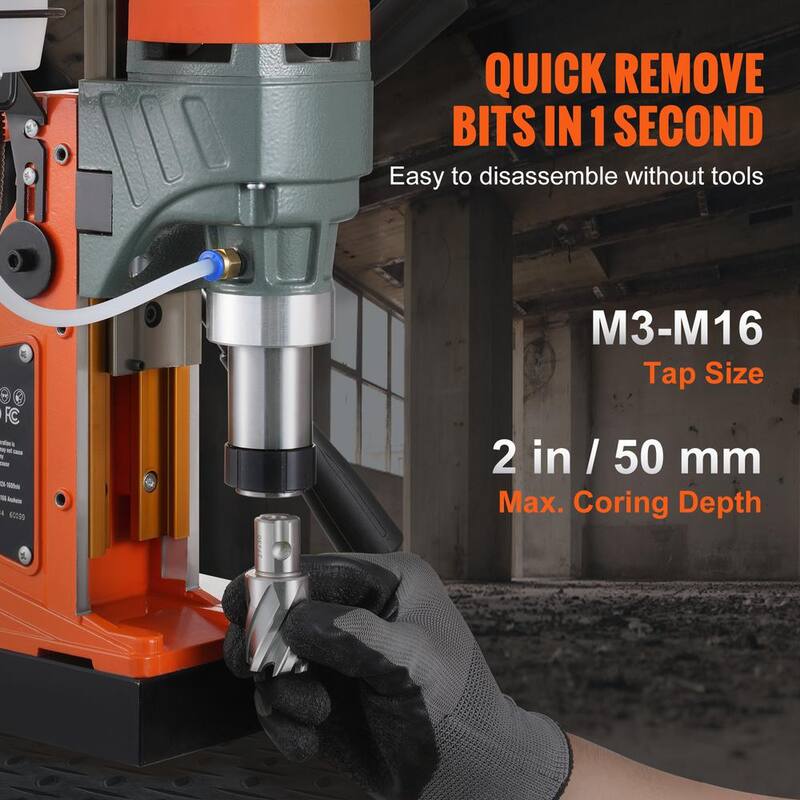VEVOR Taladro Magnético, 1450 Watts, 2 pulgadas de diámetro de perforación, 12800 N, taladro magnético eléctrico portátil con prensa de taladro de 800 RPM - CLZTJJTJ650MMGTUOV1-0904