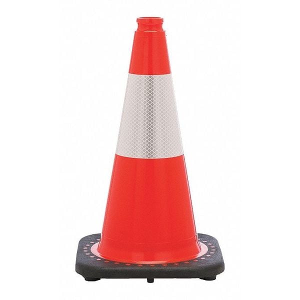 Zoro Select Traffic Cone, Day or Low Speed Roadway (40 mph or less), 3 lb, Reflective, 18 in Height, Orange - RS45015C3M6