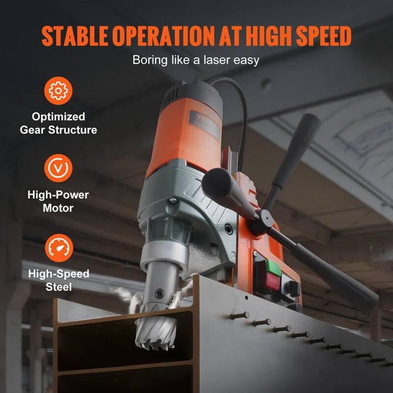 
Broca magnética VEVOR, 1450W, 12500N 800 RPM Taladro magnético eléctrico portátil con prensa de taladro de 1.57 pulgadas de diámetro de perforación - CLZTJJTJ240MMCO3GV1