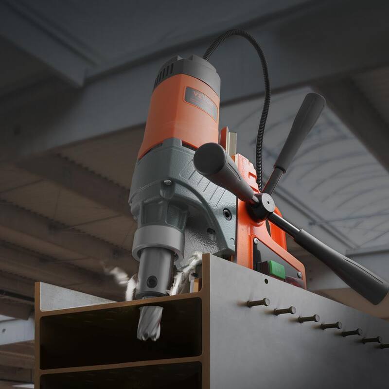 Taladro magnético VEVOR, 1450 watts, 12500N 850 RPM, prensa de taladro magnético eléctrico portátil con un diámetro de perforación de 1.57 pulgadas - CLZTJJT1140MMA10VV1