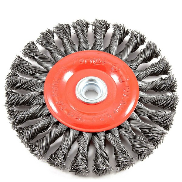 Forney Wire Wheel Knotted, 6 in x .020 in x 1/2 - 5/8 in Arbor - 72749