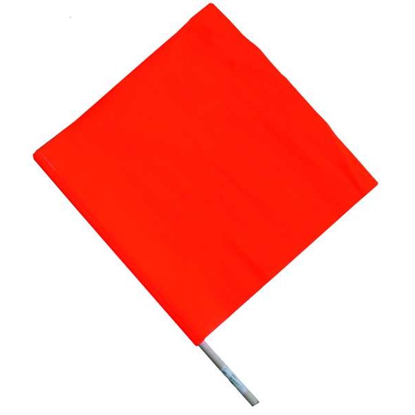 Zoro Select Handheld Warning Flag, Orange, Vinyl, 24 in Wood Dowel - 1EKR7