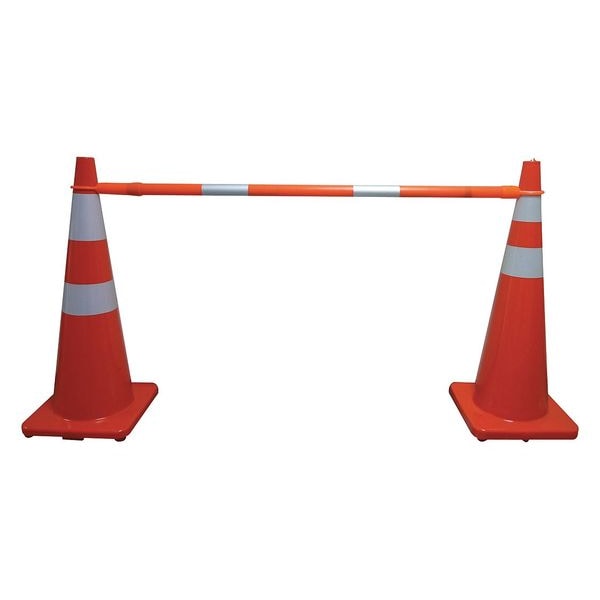 Zoro Select Telescoping Traffic Cone Bar, ABS, 2 in Dia, 62-1/4 in to 104-3/4 in L, Orange - 9XPY3