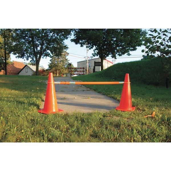 Zoro Select Telescoping Traffic Cone Bar, ABS, 2 in Dia, 62-1/4 in to 104-3/4 in L, Orange - 9XPY3