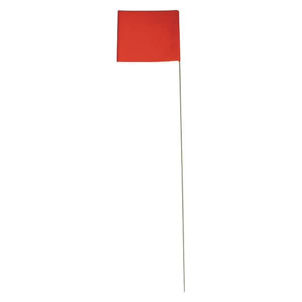 Zoro Select Tractor Flag, Vinyl, Square Flag Shape, Includes 5/16 in x 6 ft Fiberglass Pole, Orange - 52WP77