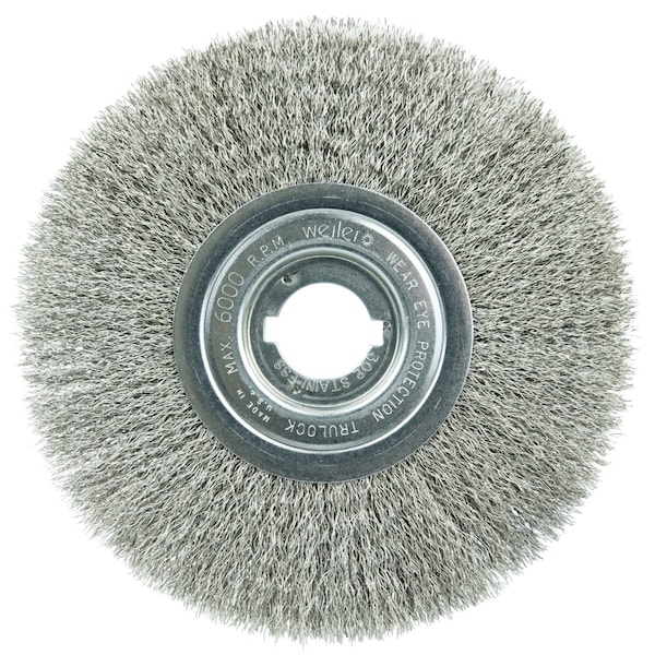 Weiler 8" Narrow Face Crimped Wire Wheel, .0118" Fill, 1-1/4" Arbor Hole - 1809
