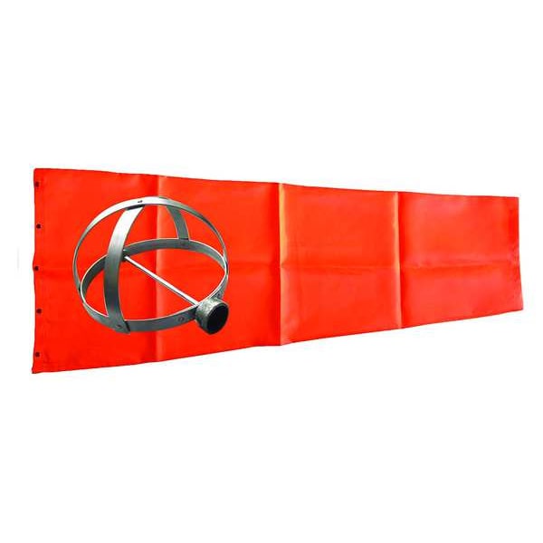 Zoro Select Windsock Kit, Nylon, 48 in Long, 18 in Throat Diameter, Aluminum Frame, Orange - 3LWE5