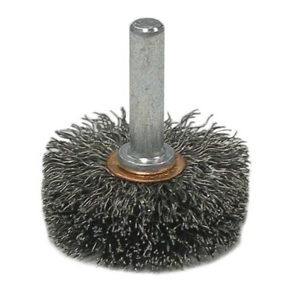 Weiler 3" Wide Face Stem-Mounted Crimped Wire Wheel .014" Steel 1/4" Stem - 17623