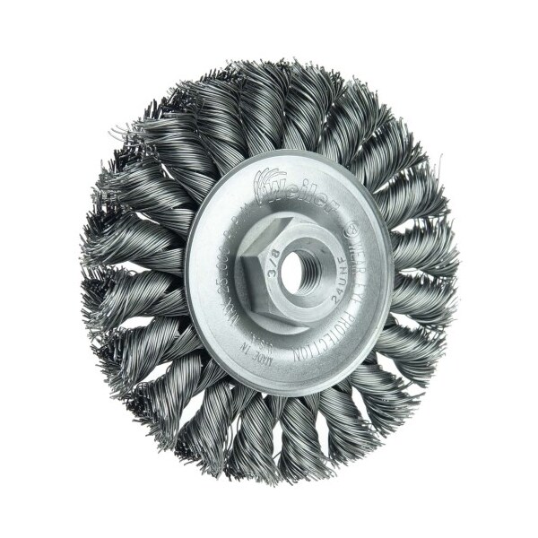 Weiler 3" Standard Twist Knot Wire Wheel, .014" Steel Fill, 3/8"-24 UNF Nut - 13201