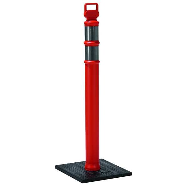 Zoro Select Delineator Post with Base, Polyethylene, 45 in H, Orange, High-Intensity Prismatic, Grabber Top - 03-747RBCG