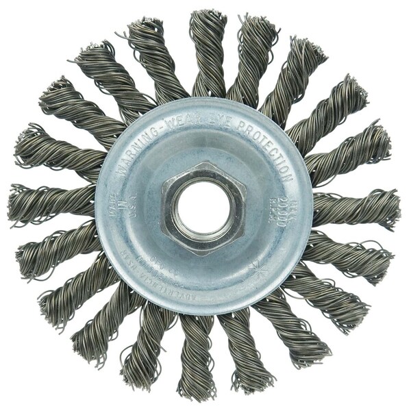 Weiler Wolverine 4"Wire Wheel, Cable Twist, .020" Steel Fill, 5/8"-11 UNC - 36255