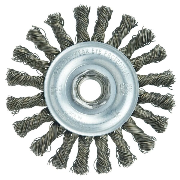 Weiler Wolverine 4"Wire Wheel, Cable Twist, .020" Steel Fill, 5/8"-11 UNC - 36255