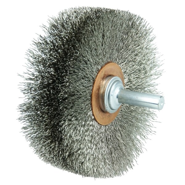 Weiler 3" Wire Wheel, .008" Stainless Steel Fill, 1/4" Stem - 17637