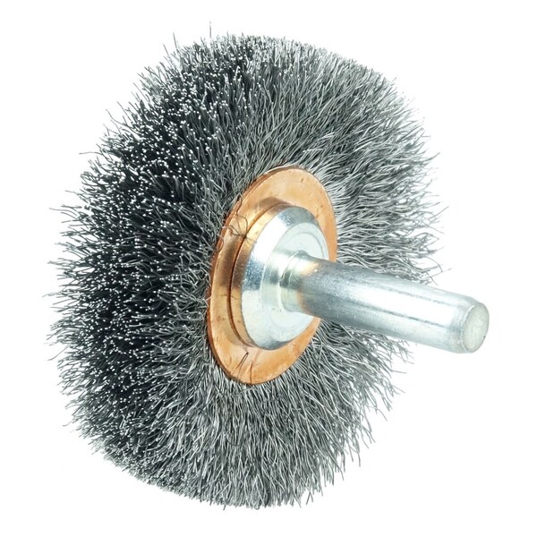 Weiler 2-1/2" Wire Wheel, .006" Steel Fill, 1/4" Stem - 17612