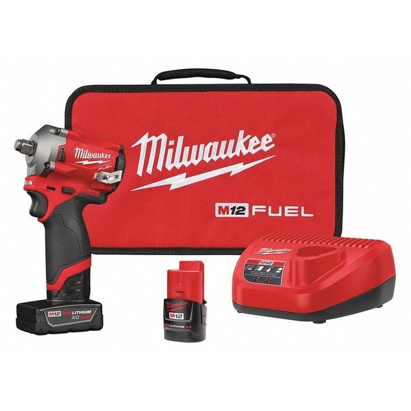 Milwaukee Tool M12 FUEL Stubby 1/2" Impact Wrench Kit - 2555-22