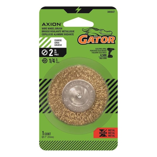 Gator Gator 2 in. Coarse Crimped Wire Wheel Brush Brass Coated Steel 4500 rpm 1 pc - 389847