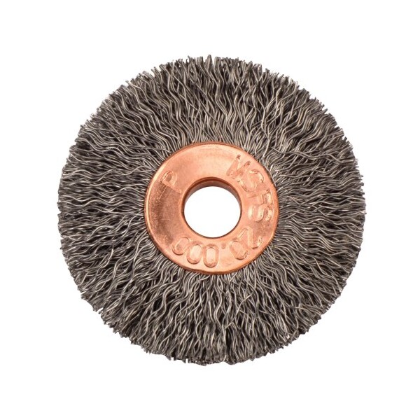 Weiler 1-3/8" Dia Crimped Wire Wheel, .008" Steel Fill, 1/4" Arbor Hole - 15141