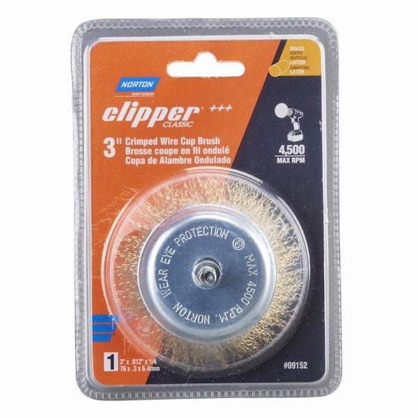 Norton Abrasives Norton Clipper 3 in. Crimped Wire Cup Brush Brass 4500 rpm 1 pc - 70184609152