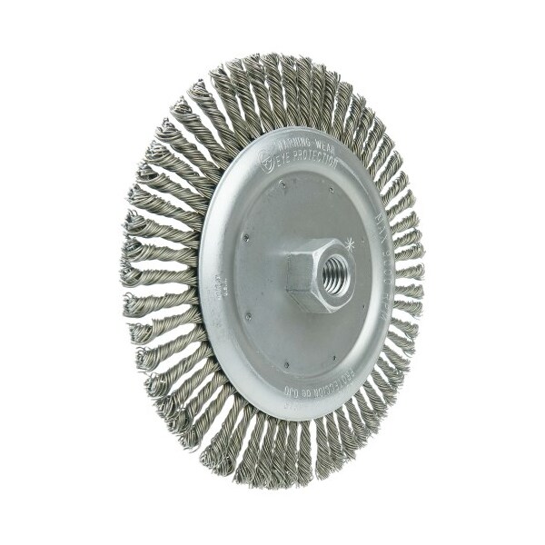 Weiler Wolverine 7" Knot Wire Wheel, Twist, .020" Steel Fill, 5/8"-11 UNC Nut - 36297