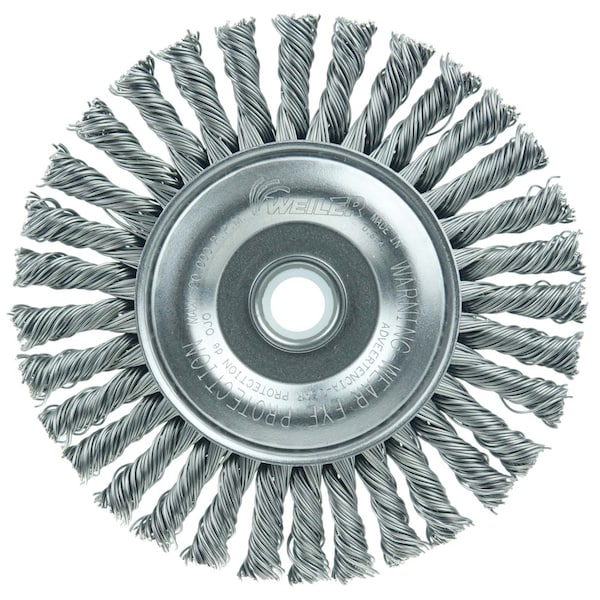 Weiler Mini Roughneck 4" Wire Wheel, .020" Steel Fill, 1/2"-3/8" Arbor Hole - 13124